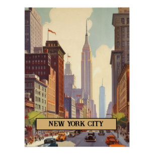 Vintage-Straßenszene in New York City mit individu Poster