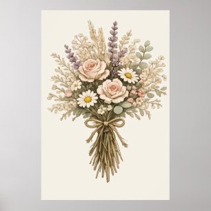 Vintage-Strauß wilder Blumen Poster