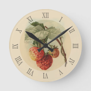 Vintage strawberries runde wanduhr