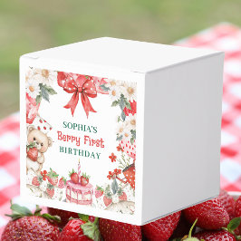 Vintage Strawberry Berry First Birthday  Geschenkschachtel