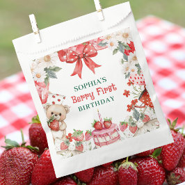 Vintage Strawberry Berry First Birthday  Geschenktütchen