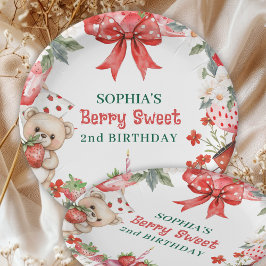 Vintage Strawberry Berry Sweet 2nd Birthday  Pappteller