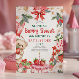 Vintage Strawberry Berry Sweet 6th Birthday Einladung