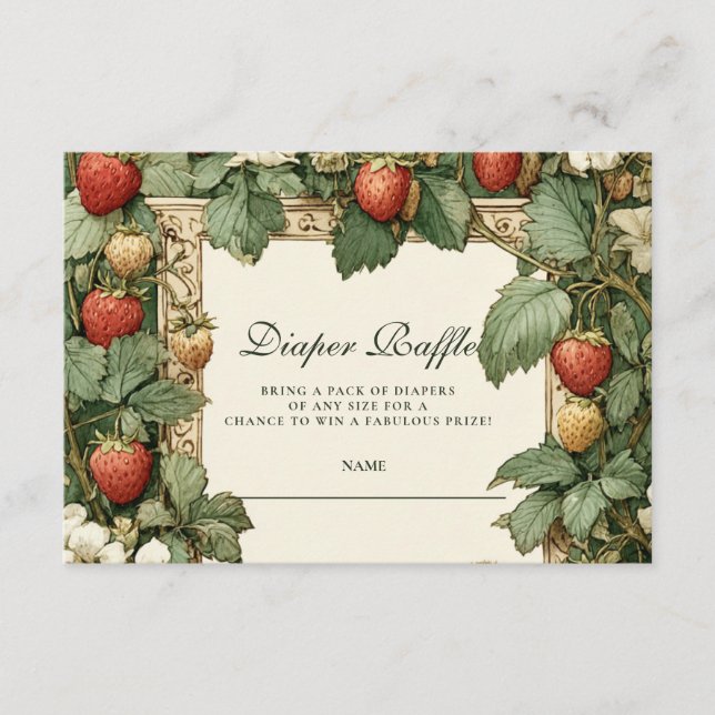 Vintage Strawberry Cottag Diapper Raffle  Begleitkarte (Vorderseite)