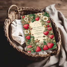 Vintage Strawberry Cottagecore Baby Shower Einladung