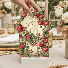 Vintage Strawberry Cottagecore Baby Shower Serviette