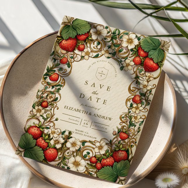 Vintage Strawberry Garden Wedding Save The Date (Von Creator hochgeladen)