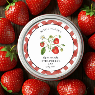 Vintage Strawberry Homemade Mason Jar Runder Aufkleber