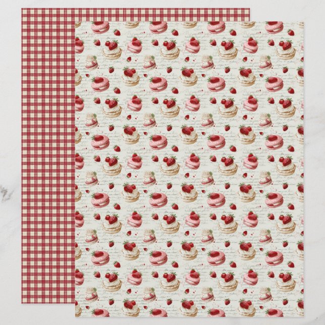 Vintage Strawberry Pie Scrapbook Paper (Vorne/Hinten)