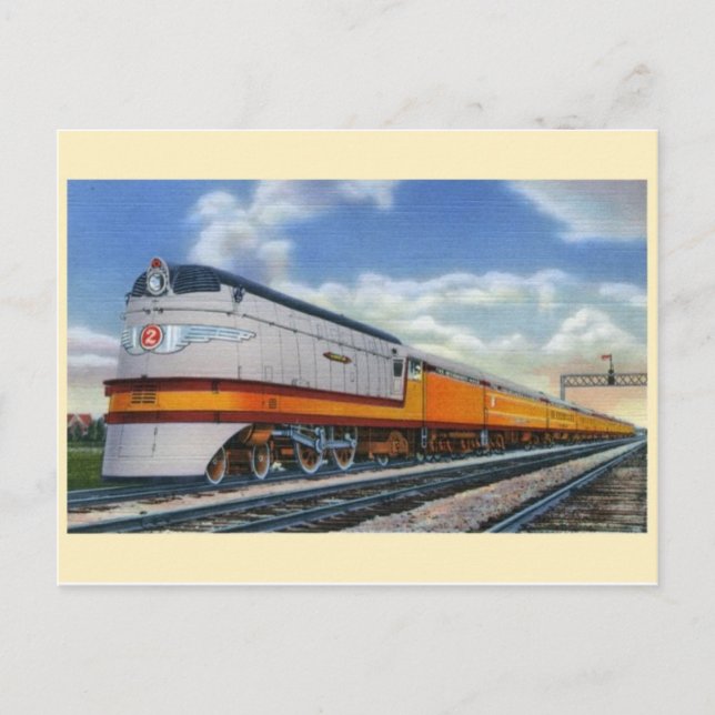 Vintage Streamline-Dampflokomotive-Postkarte Postkarte (Vorderseite)