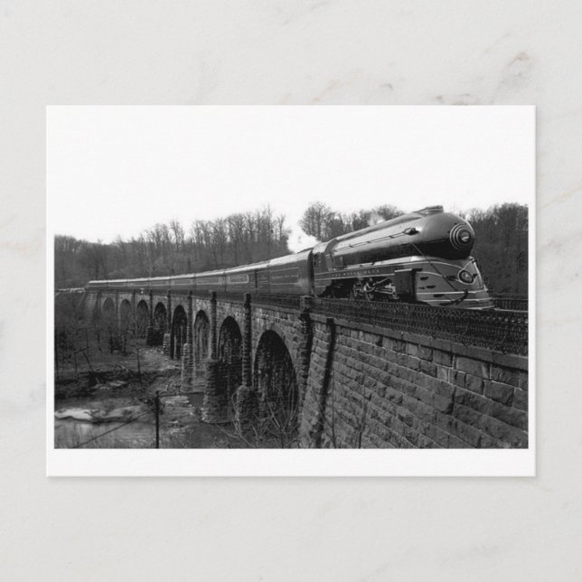 Vintage Streamline-Dampflokomotive-Postkarte Postkarte (Vorderseite)