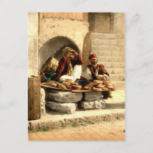 Vintage Street Bread Sellers Jerusalem Israel 1890 Postkarte