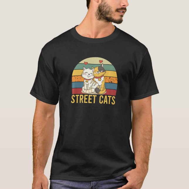 Vintage Street Cats Retro Funny Cat T-Shirt (Vorderseite)