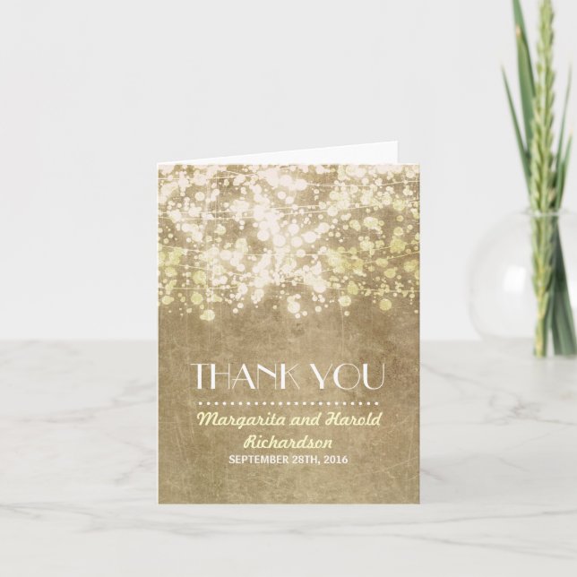 Vintage Streichellichter Hochzeitskarten danke (Vorderseite)