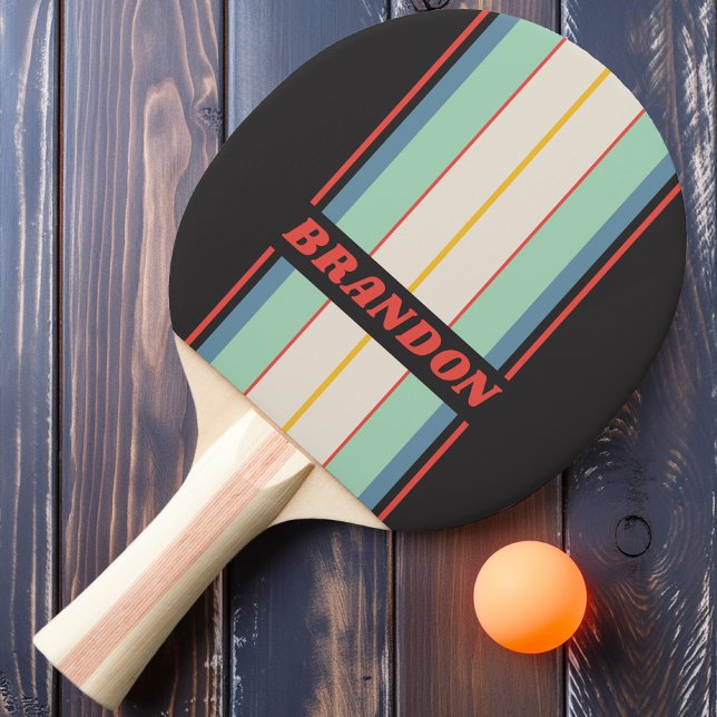 Vintage Streifen am Mitternachtsbrett mit Namen Tischtennis Schläger (Von Creator hochgeladen)