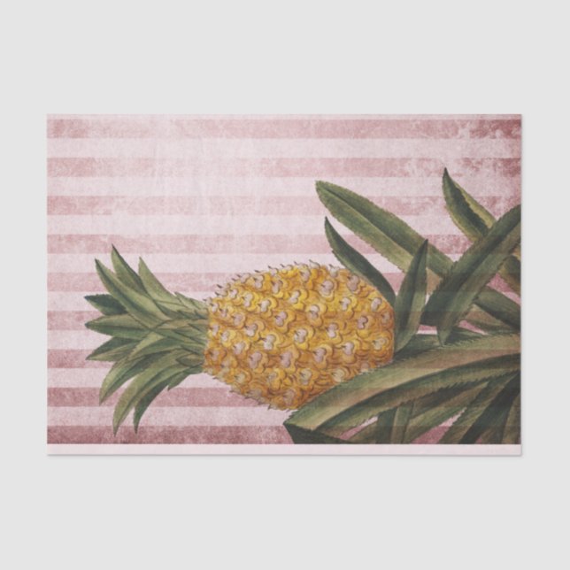 Vintage Streifen Ananas Seidenpapier (Vorderseite)