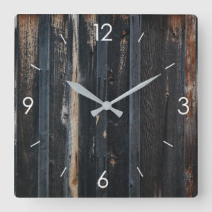 Vintage-Streifen-Design Rustikale Landhaus-Holzd D Quadratische Wanduhr