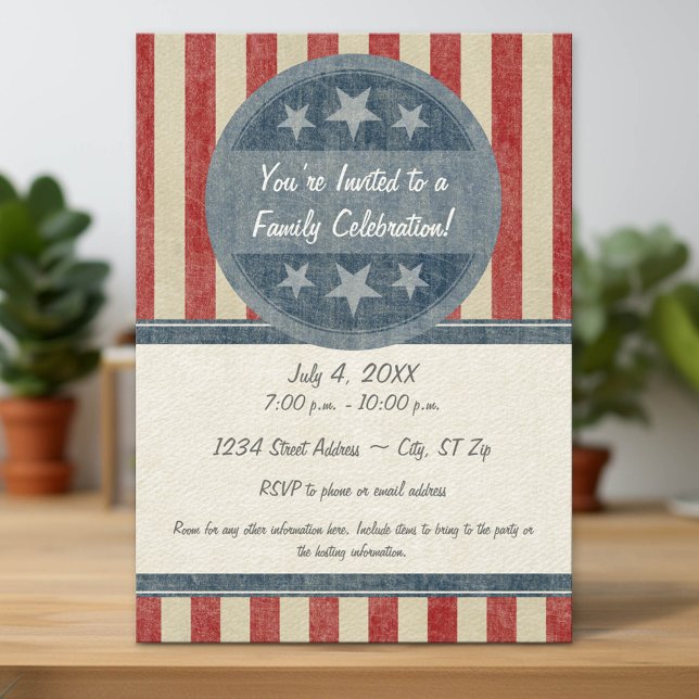 Vintage Streifen Einladung (Custom Party Invitation with Download Option)