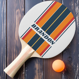 Vintage Streifen mit ausgeblendetem Regenbogen Tischtennis Schläger