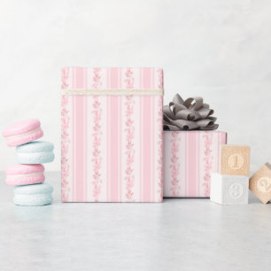 Vintage Streifen-Muster in rosa floraler Retro Geschenkpapier