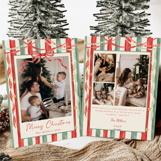 Vintage-Streifen-Schleife Weihnachten Familienfoto