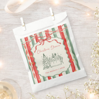 Vintage Streifen-Schleife Weihnachtsdinner Geschenktütchen