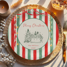 Vintage-Streifen-Schleifen-Weihnachten