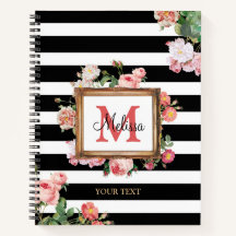 Vintage Streifen und Floral Monogramm