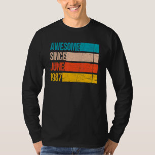 Vintage Streifenfarbe Phantastisch seit Juni 1987 T-Shirt
