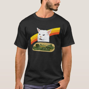 Vintage streitende weiße Katze Meme Retro Achtzige T-Shirt