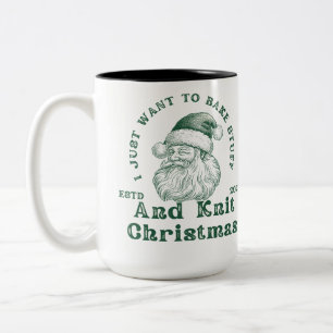 "Vintage Stricken & Backen Weihnachten Santa Zweifarbige Tasse