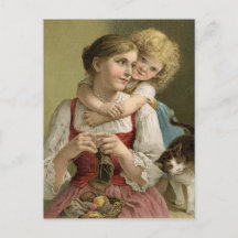 Vintage-Strickende-Mutter-Postkarte