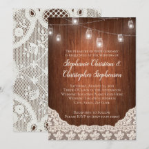 Vintage String Lights Mason Jar Lace Wood Wedding