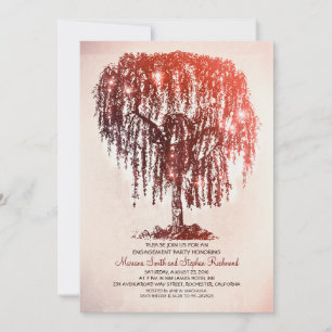 Vintage String Lights Tree Rustic Engagement Party Einladung