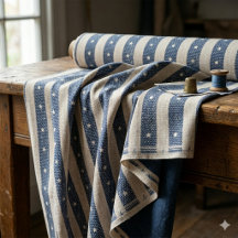 Vintage Stripe & Tiny Stars Blau & Weiß ID1306
