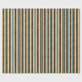 Vintage Striped Gift Wrap in Brown and Blue Tones Geschenkpapier