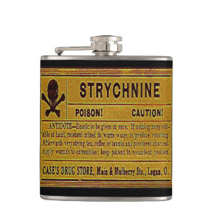 Vintage Strychnin Giftetikett Flachmann