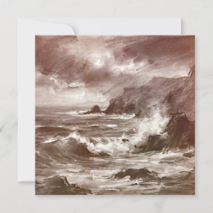 Vintage-Sturmmeer-Landschafts-Grußkarte Karte