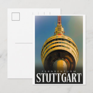 Vintage Stuttgarter Fernsehturm deutscher Geschenk Postkarte