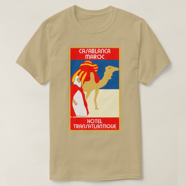 Vintage style 1920s Casablanca travel advertising T-Shirt (Design vorne)