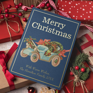 Vintage Style Altes Auto Mistelzweig Weihnachten G Folien Feiertagskarte