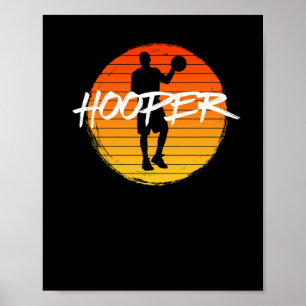 Vintage Style Basketballspieler Sonnenuntergang Poster