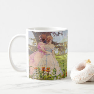 Vintage Style beste Freundinnen beim Spaziergang i Kaffeetasse