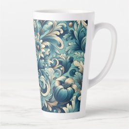 Vintage Style Blaue Blumengroßraumtasse 0,35 und 0 Milchtasse