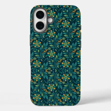 Vintage-Style blaue botanische Muster-Hülle-M