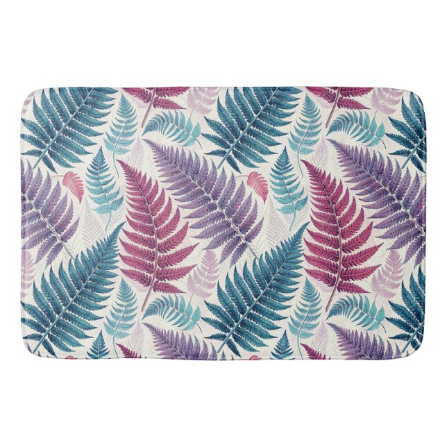 Vintage-style botanical fern leaves badematte (Vorderseite)