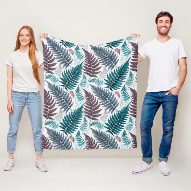 Vintage-style botanical fern leaves fleecedecke (Beispiel)