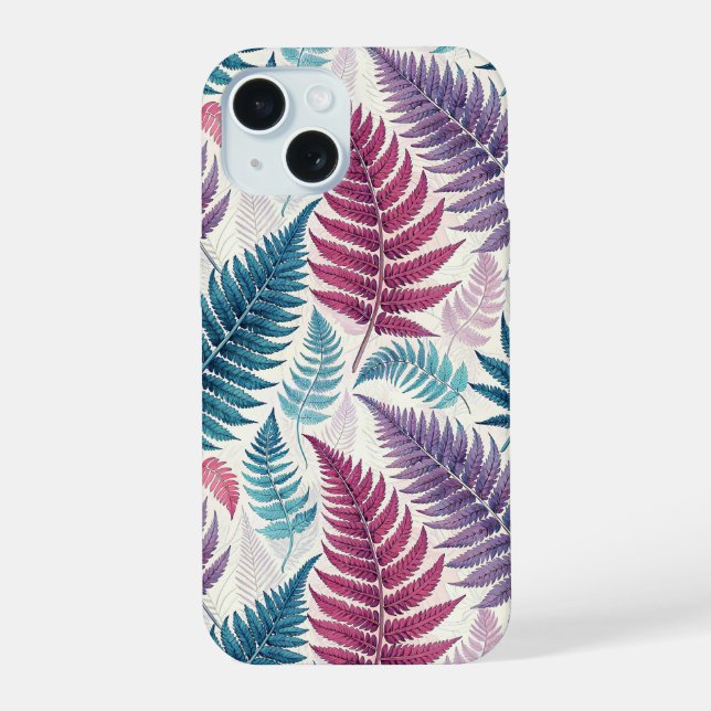 Vintage-style botanical fern leaves iPhone 15 hülle (Rückseite)
