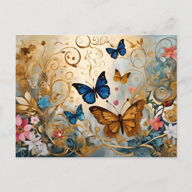Vintage Style Butterfly # 4 Postkarte (Vorderseite)
