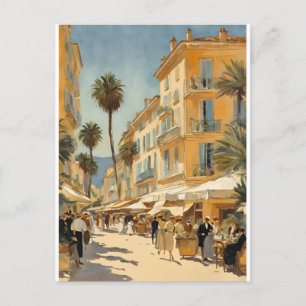 Vintage Style Cannes Französisch Reise Aquarell Feiertagspostkarte